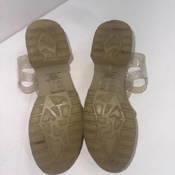 Asos Chunky Y2K 90s Clear Silver Glitter Platform Jelly Heel Clogs Sandals 7 - Picture 12 of 14